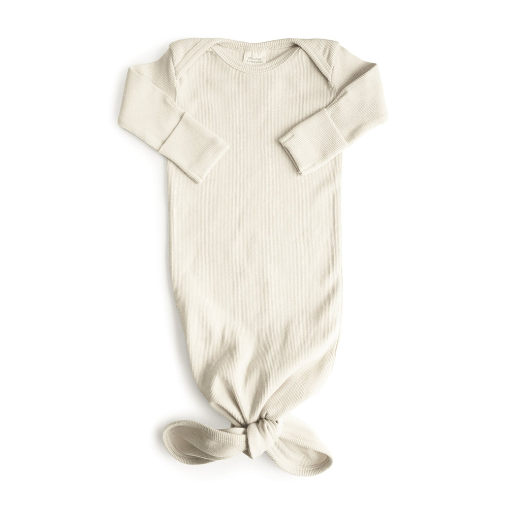Ribbed Knotted Baby Gown (Ivory)