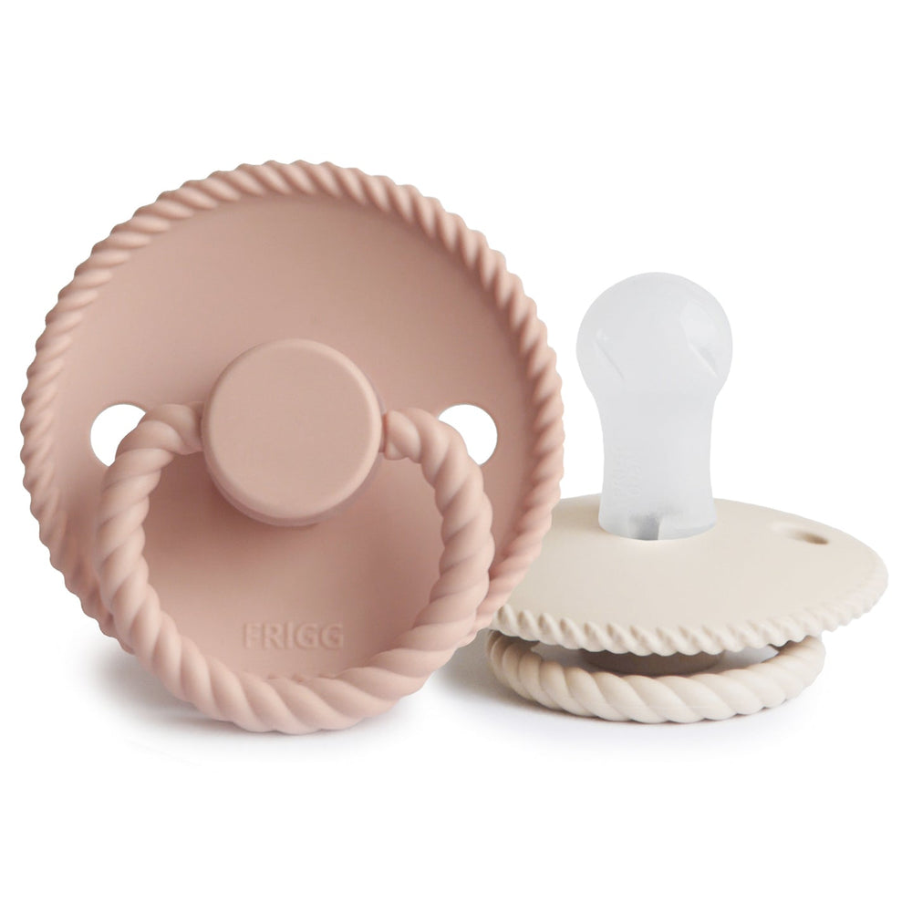 FRIGG Rope Silicone Pacifier| 2-Pack | 0-6 Months (Blush/Cream)