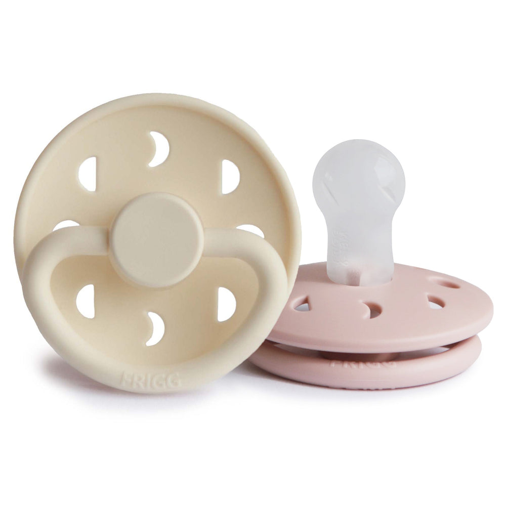 FRIGG Moon Silicone Pacifier | 2-Pack | 0-6 Months (Blush/Cream)