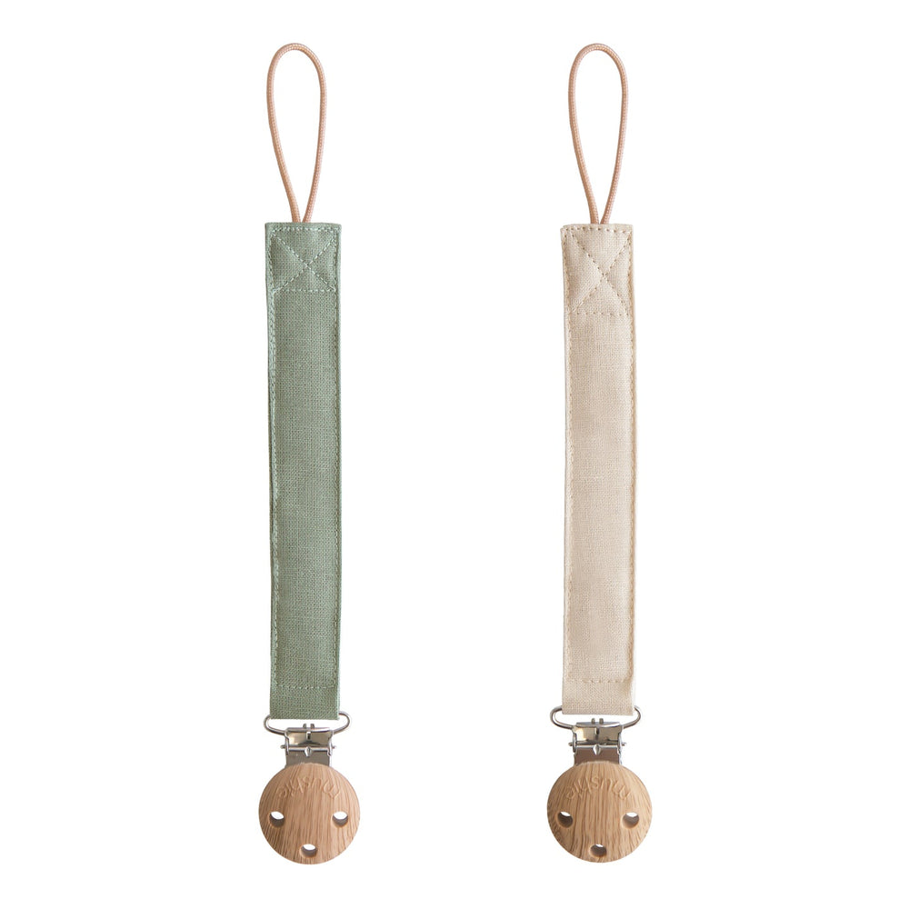 
                  
                    Linen Pacifier Clip 2-Pack (Olive/Shifting Sand)
                  
                