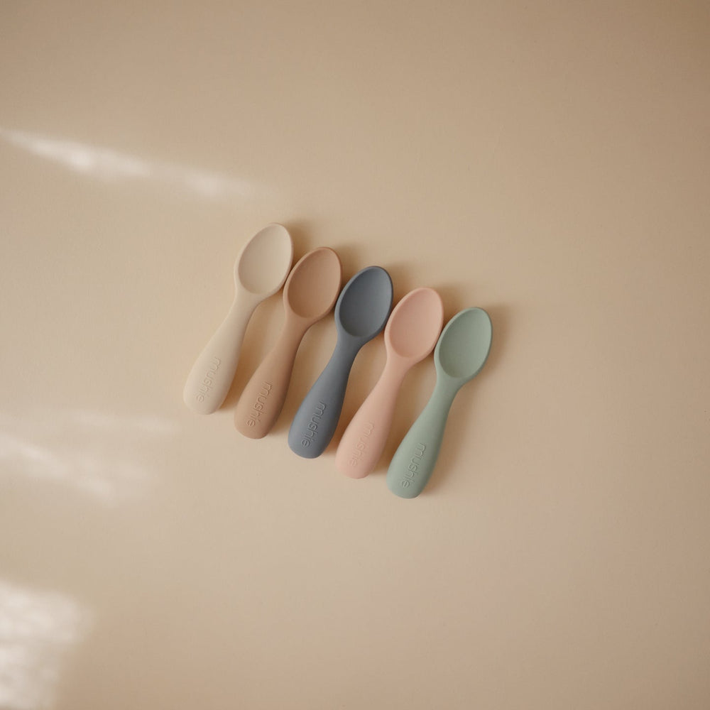 
                  
                    Silicone Toddler Starter Spoons 2-Pack (Natural/Shifting Sand)
                  
                