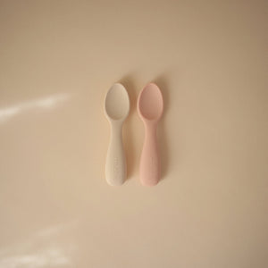 
                  
                    Silicone Toddler Starter Spoons 2-Pack (Blush/Shifting Sand)
                  
                