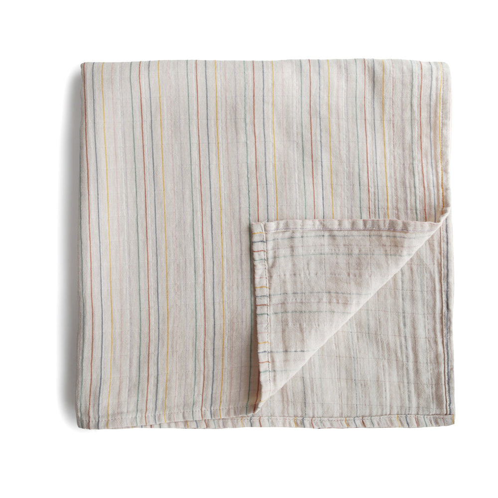 Muslin Swaddle Blanket Organic Cotton (Retro Stripes)